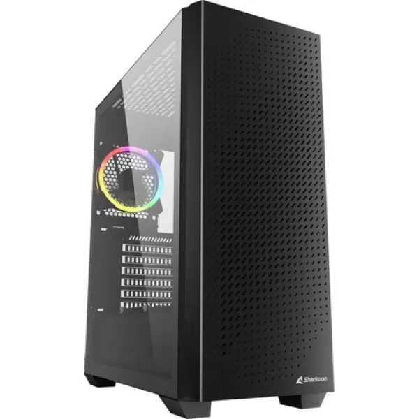 Sharkoon VS9 RGB čierna / ATX / 2x USB 3.0 / 1x USB-C / 3x 120mm / bez zdroja / priehľadná bočnica (4044951039111)