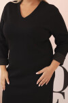 Dámske Plus veľkosť sukne maslo V-neck s rukávmi čierna UNI