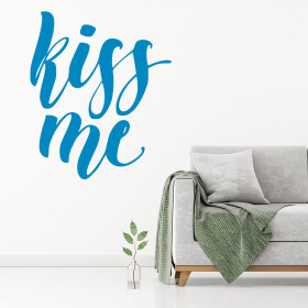 Veselá Stena Samolepka Kiss me Farba: modrá, Veľkosť: 60 x 50 cm