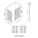 CERANO - Sprchová zástena Walk-in Crystal TL/P - 10 mm - bezvzperový systém + polička/držiak na uteráky - čierna matná, grafitové sklo - 150x120x200 CER-8050BD81800