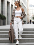 Dámska kockovaná košeľa DY0485 béžovo-čierna - FashionStreet UNI