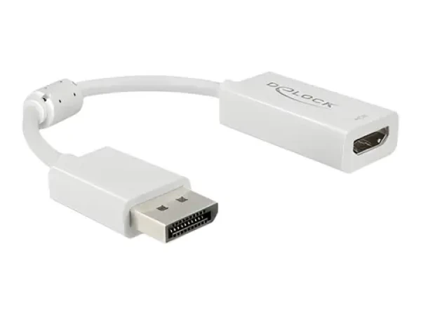 DeLock 63936 biela / Adaptér / DisplayPort 1.4 samec - HDMI-A samica / 4K 60Hz / HDR / 10 cm (63936)