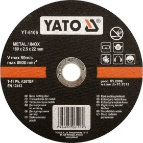 YATO Rezný kotúč na kov Inox 115x1,2x22 mm / Rezný kotúč / Nerezová oceľ / Priemer 115 mm