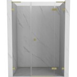 MEXEN/S - Lunar L sprchové dvere krídlové pravé 145, transparent, zlatá kartáčovaná 834SL-145-050-55-00-P