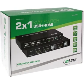 InLine 2portový HDMI KVM switch čierna / KVM prepínač / 4K UHD / USB / Audio výstup (62602I)