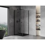 MEXEN/S - Mist-F sprchovací kút skladacie dvere ľavá 90 x 90, transparent, čierna 8A6T-090-090-70-00-L