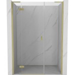 MEXEN/S - Mist-H L sprchové dvere krídlové ľavé 155, transparent, zlatá kartáčovaná 8A5L-155-001-55-00-L