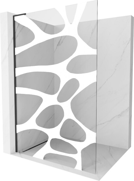MEXEN/S - Kioto L Sprchová zástena WALK-IN 70 x 200, biely vzor, čierna 800-070-103-70-97