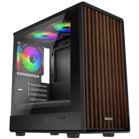 Evolveo Panthera čierna / PC skriňa / mATX / 3x ARGB 120mm / drevený panel / temperované sklo / bez zdroja (PANTHERA-BK-3)