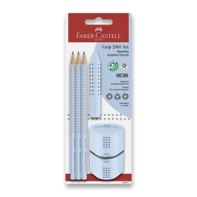 Faber-Castell Grafitové ceruzky s strúhadlom a gumou / tvrdosť B / 5ks / modrá (580074)