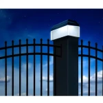 Solárna lampa na stĺpik čierna / Vonkajšie osvetlenie / LED neutrálna biela / Nástenná aj stĺpková montáž / IP odolná (GB128)