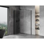 MEXEN/S - Mist-F sprchovací kút skladacie dvere ľavá 105 x 80, transparent, čierna 8A6T-105-080-70-00-L