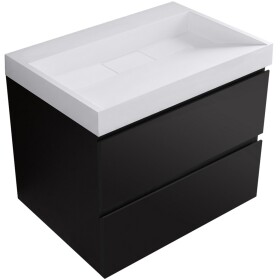 CERANO - Kúpeľňová skrinka Carole - čierna matná + umývadlo z lit. mramoru Vita - biela matná - 70x58x46 CER-669085