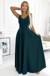 246-5 CINDY dlhé elegantné šaty s výstrihom - ZELENÉ XXL