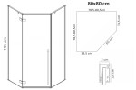 REA/S - Sprchovací kút DIAMOND 80x80 - čierna matná + sprchova vanička Diamond, biela KPL-06900