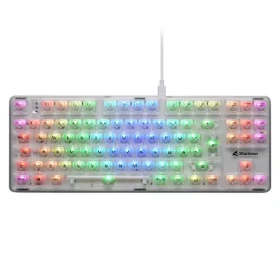 Sharkoon Crystal Shark biela / herná bezdrôtová klávesnica / mechanická / 2.4GHz / USB-C / 1.8m / DE Layout (4044951040131)