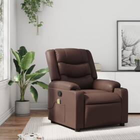VidaXL Rozkładany fotel masujący, Hnedý, obity sztuczną skórą Lumarko!
