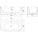 MEXEN/S - Sella voľne stojaca vaňa nástenná reliéf 170 x 80, biela mat, sifón a prepad grafit metal 52711708000-95