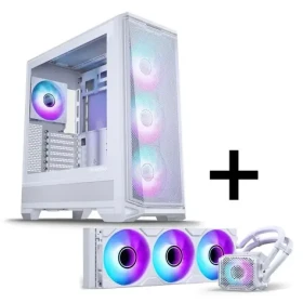 PHANTEKS Eclipse G400A + Glacier M25 Gen2 biela / Sada: PC skriňa + AiO vodný chladič CPU / Mid Tower / priehľadná bočnica (GABU-590)