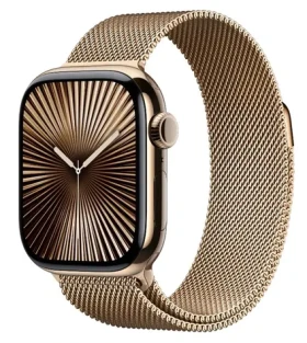 Apple Watch Series 10 GPS+Cellular 42mm Zlaté titánové telo - Zlatý milánsky ťah / 130-180 mm (MX083)