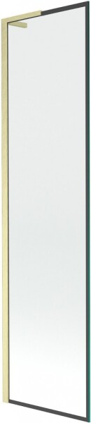 MEXEN/S - Next L vaňová zástena FIX 50 x 150, čierna vzor, zlatá kartáčovaná 895-050-000-03-70-55