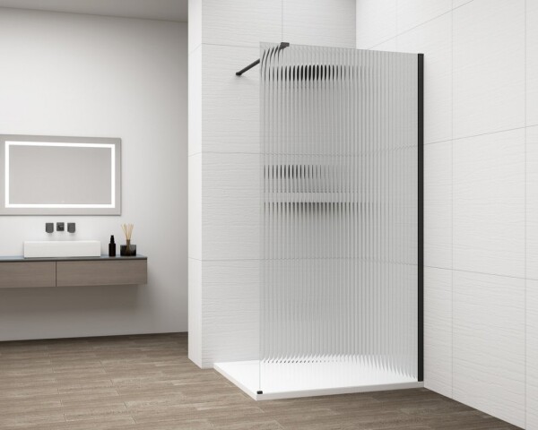 POLYSAN - ESCA BLACK MATT jednodielna sprchová zástena na inštaláciu k stene, sklo Flute, 1200 ES1312-02