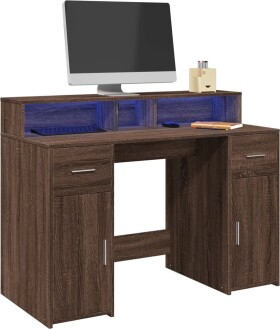 VidaXL Biurko z podświetleniem LED, Hnedý dub, 120x55x91 cm