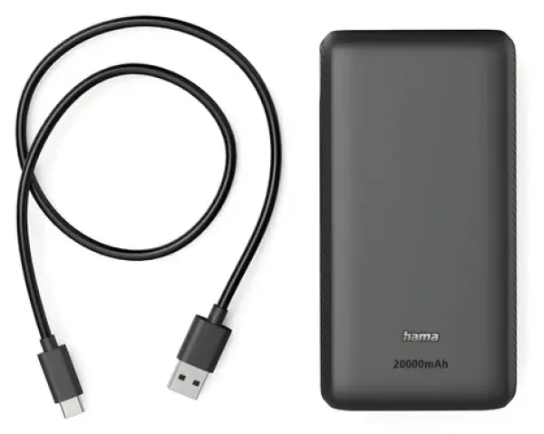 HAMA Power Pack New Performance 20 antracit / Powerbanka / 20000 mAh / 1x USB-C / 2x USB-A / 5V / 3A (002017770000)
