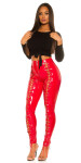 Sexy KouCla Latex Look pants with lacing red