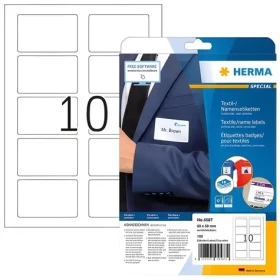 Herma textilné menovky 80x50 mm biela / Etikety / snímateľné / laser / 100 ks (4587)