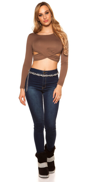 Sexy KouCla Crop Top long sleeve with cutouts Einheitsgroesse