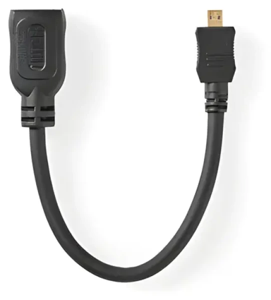 Nedis HDMI kábel Micro HDMI čierna / Kábel HDMI / 4K 30 Hz / 10,2 Gbps / Ethernet / 0,20 m (CVGT34790BK02)