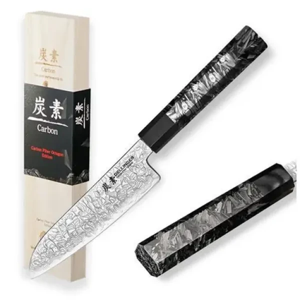 Dellinger KO-Santoku Carbon Fiber Octagon / Kuchynský nôž / Santoku / 140 mm (XZ-PM80-5.5RS-CF)