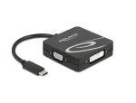DeLock Adaptér USB-C na VGA+DVI+HDMI+DP čierna / Redukcia / 3840×2160 / DisplayPort 1.2 (63129)