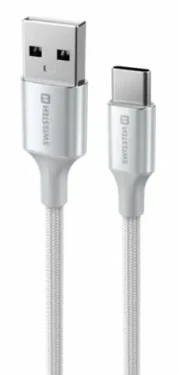 Swissten TEXTILE II dátový kábel USB - USB-C 1.5m biela (71521310)
