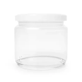 Sklenená nádoba s kovovým viečkom - GymBeam (380 ml, transparentná) (99937-1-380ml)