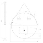 SAPHO - ORBITER guľaté zrkadlo s LED osvetlením, kožený popruh, ø 70cm, čierna mat ORL070