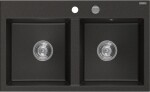 MEXEN MEXEN - Hektor granitový drez 2-bowl 800 x 480 mm, čierna/zlatá metalik, sifón chróm 6521802000-75