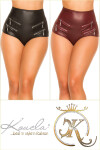 Sexy KouCla wetlook hot pants with zips BORDEAUX