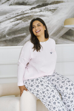 Taro Ella 3466 long/r 4XL-6XL Z25/26 dámske pyžamo Růžová 4XL