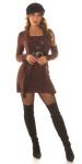 Sexy Minidress with buckle detail and glitter brown Einheitsgroesse