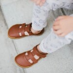 Detské barefoot sandále CRAVE SHELLWOOD Cognac, hnedá - 31