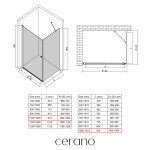 CERANO - Sprchovací kút Antelo L/P - 6 mm - čierna matná, transparentné sklo - 100x100x190 - otočný CER-433995