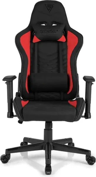 SENSE7 Spellcaster čierno-červená / Herná stolička / látka / nastaviteľné / pojazdové kolieska / nosnosť 150 kg (5902659841544)