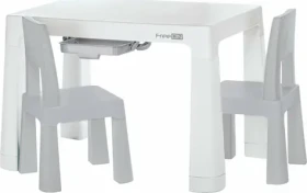 FreeON Plastový stolík so stoličkami Neo biela/sivá / od 3 do 9 rokov (149506)