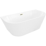 MEXEN/S - Oris voľne stojaca vaňa nástenná reliéf 170 x 80, biela, sifón a prepad zlatá 52871708000-50
