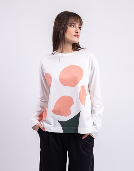 Thinking MU Flower Contrast Emily Tee WHITE XS