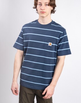 Carhartt WIP S/S Aiken Pocket T-Shirt Aiken Stripe, Dusky Blue S