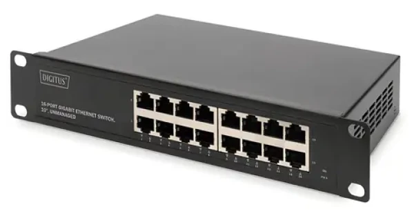 Digitus 10" 16portový switch / Switch / Gigabit Ethernet 10/100/1000 / Nespravovaný (DN-80115-1)