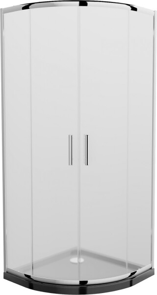 MEXEN/S - Rio štvrťkruhový sprchovací kút 90 x 90, mráz, chróm + vanička so sifónom Flat, čierny 863-090-090-01-30-4170